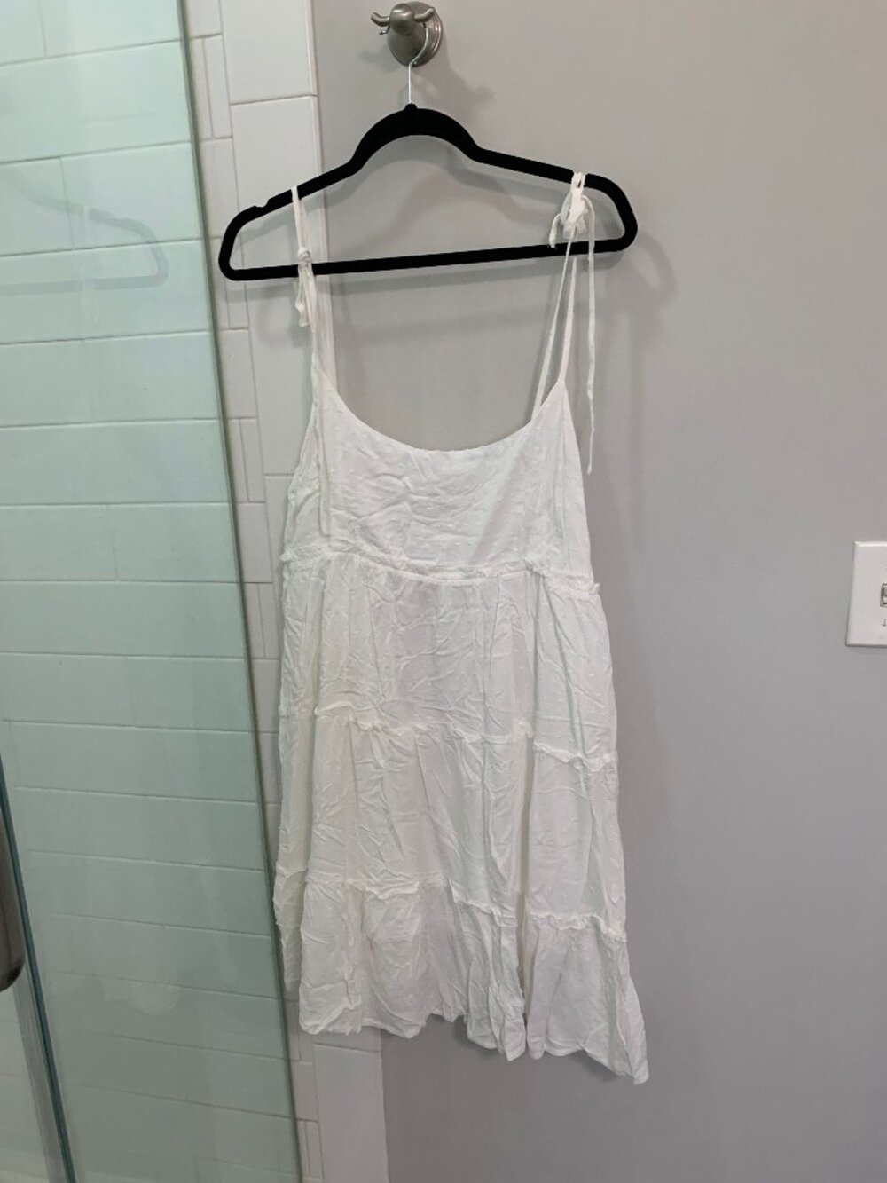 Women’s White Cottage Short Babydoll Flare Dress Ruffle Hem XXL SHEIN